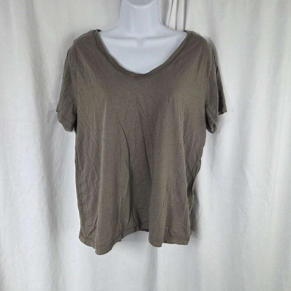 A New Day Shirt Womens XXL Brown Scoop Neck Short Sleeve Basic Jersey Tee Top